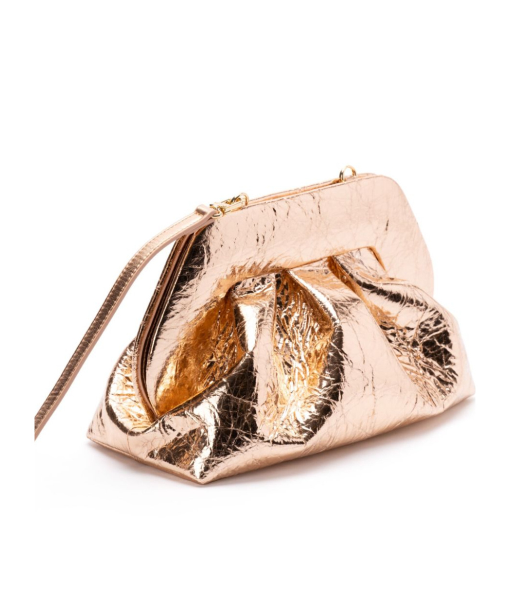 Themoirè Pineapple Cross Body Bag With Pleat Detailing In Nude