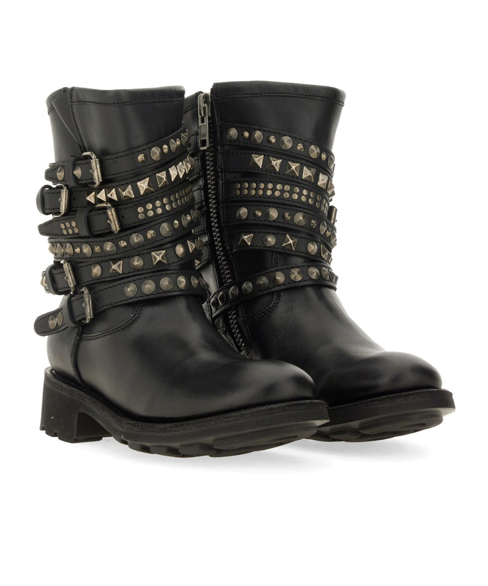 Ash Rivet-decorated Short Boots In Black