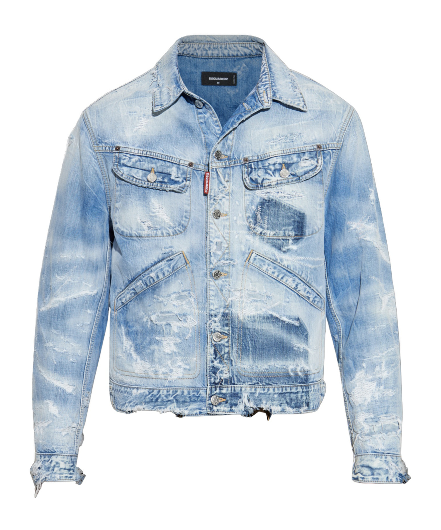 Dsquared2 Distressed Denim Jacket In Blue