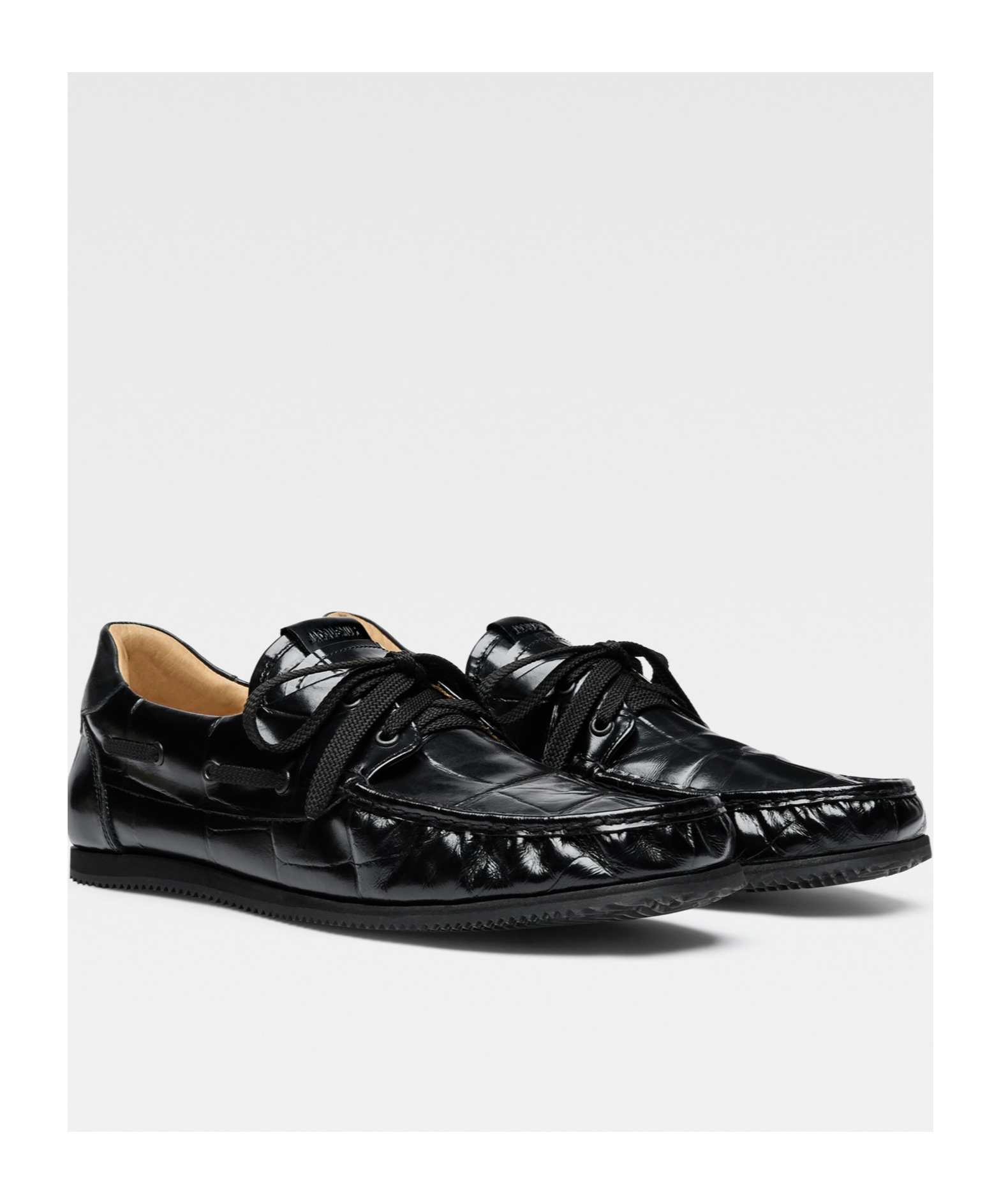 Jacquemus Men's Les Batto Calfskin Boat Shoes In Black