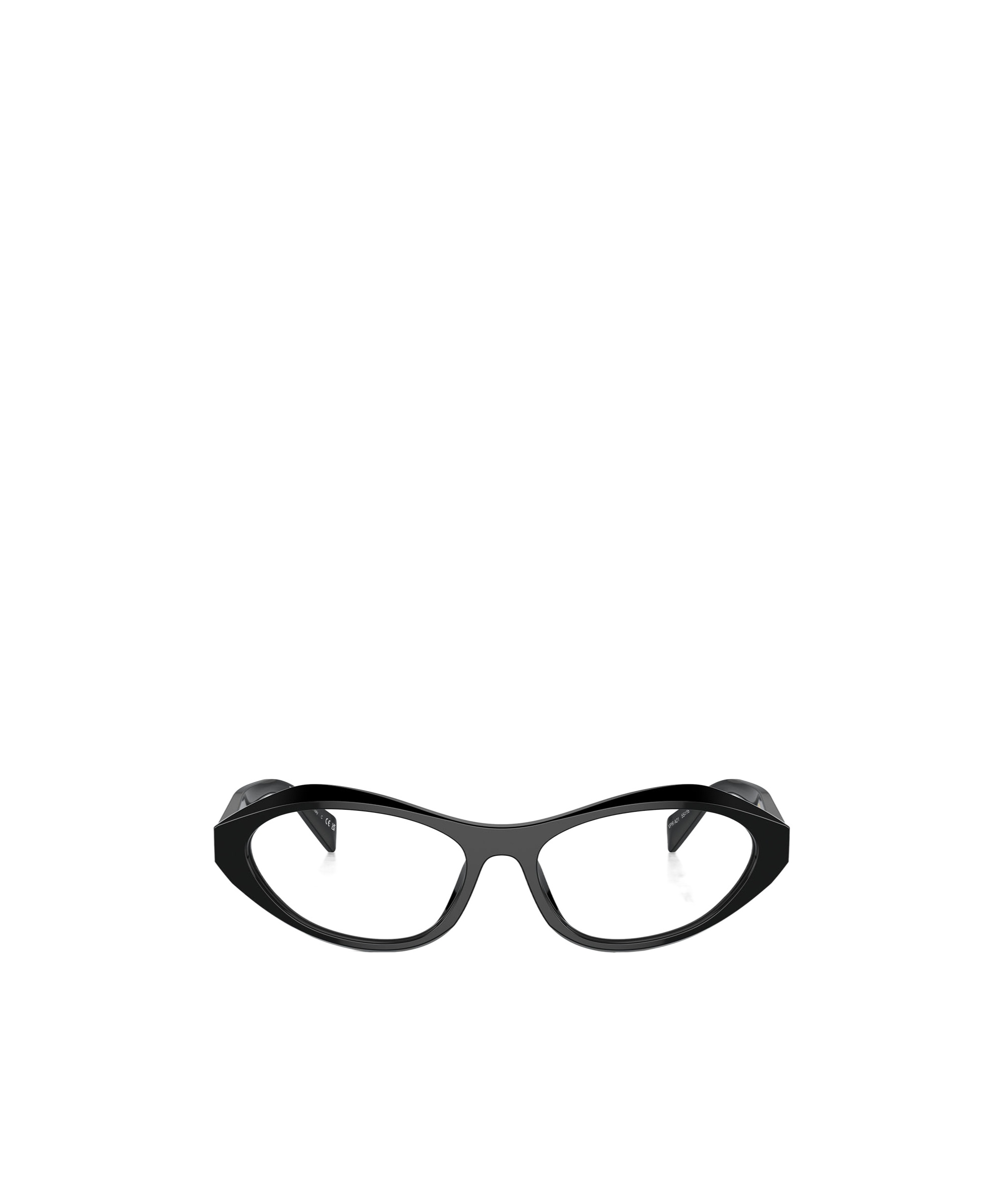 Prada Logo-engraved Oval-frame Glasses In Black