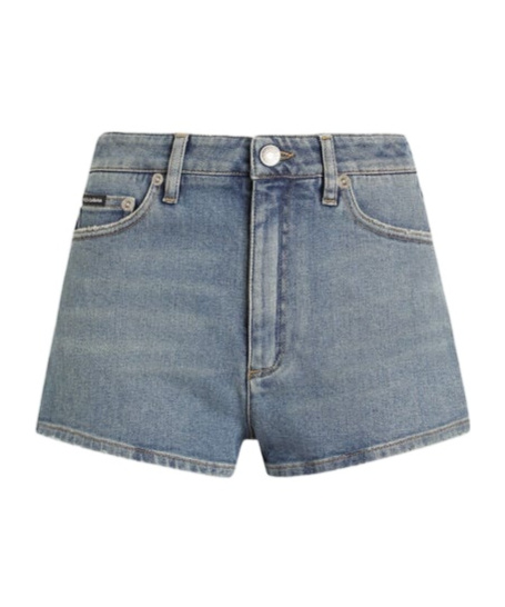 Dolce & Gabbana High-rise Denim Shorts In Gray