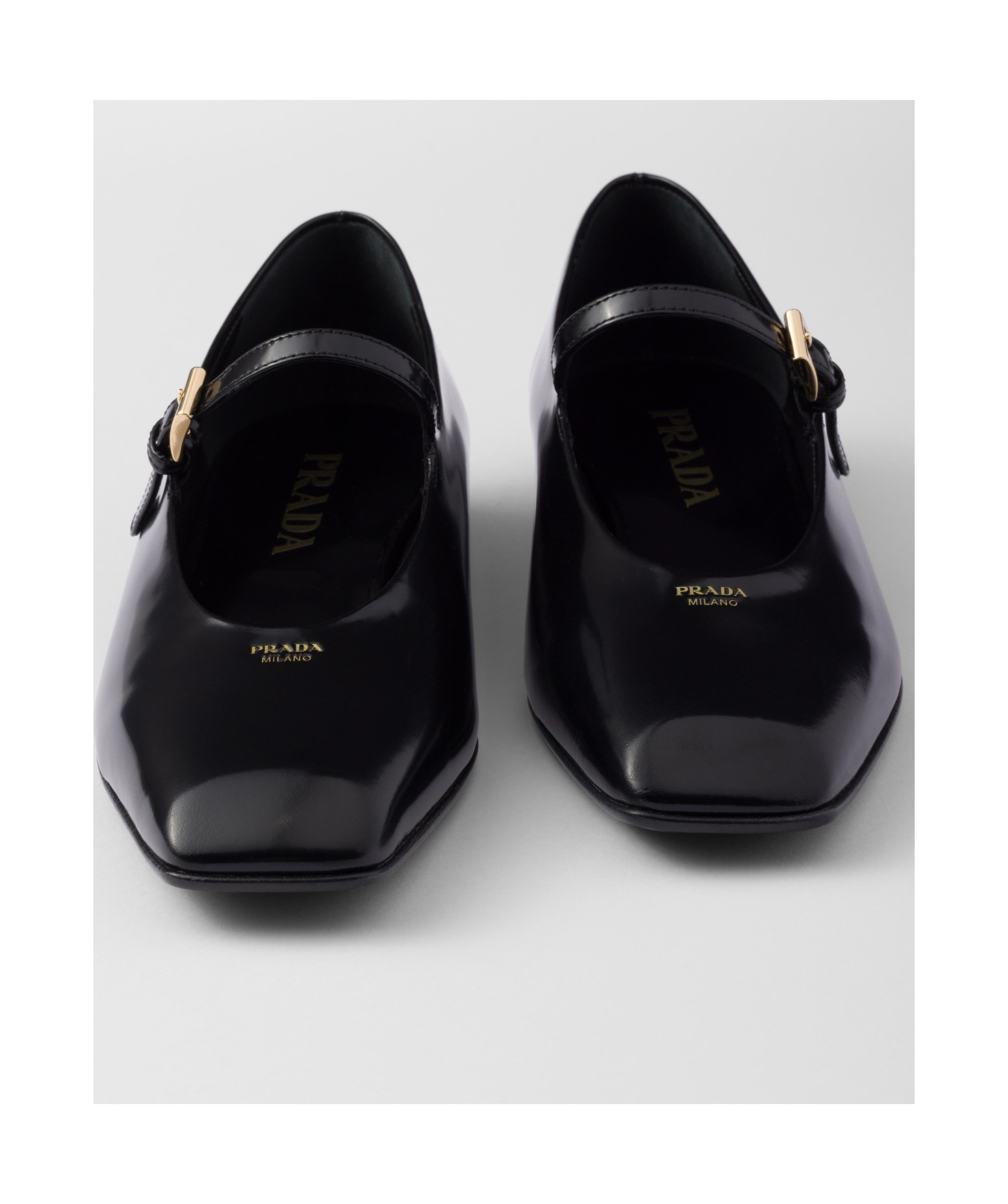 Prada Mary-jane Leather Ballet Flats In Black