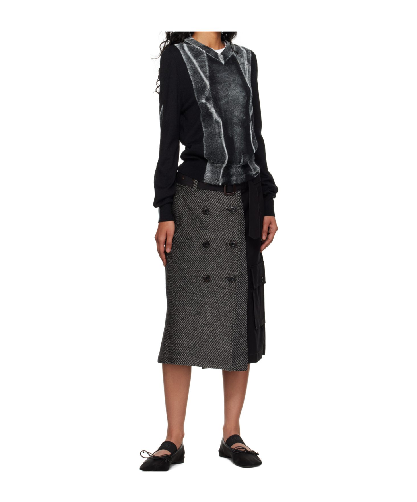 Andersson Bell Whitney Trench Pleated Midi Skirt In Black