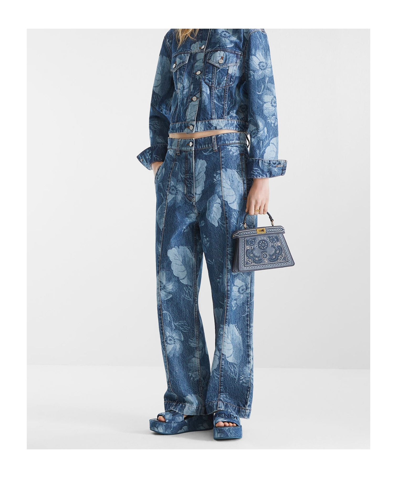 Fendi Floral Printed Straight-leg Long Jeans