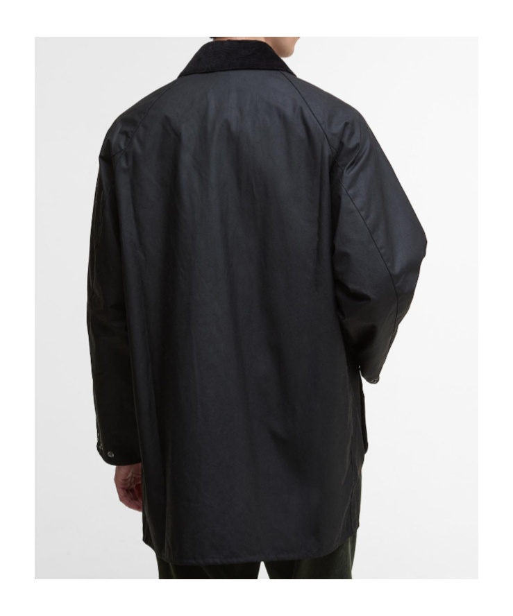 Barbour Oversized Solway Waxed Jacket In Black