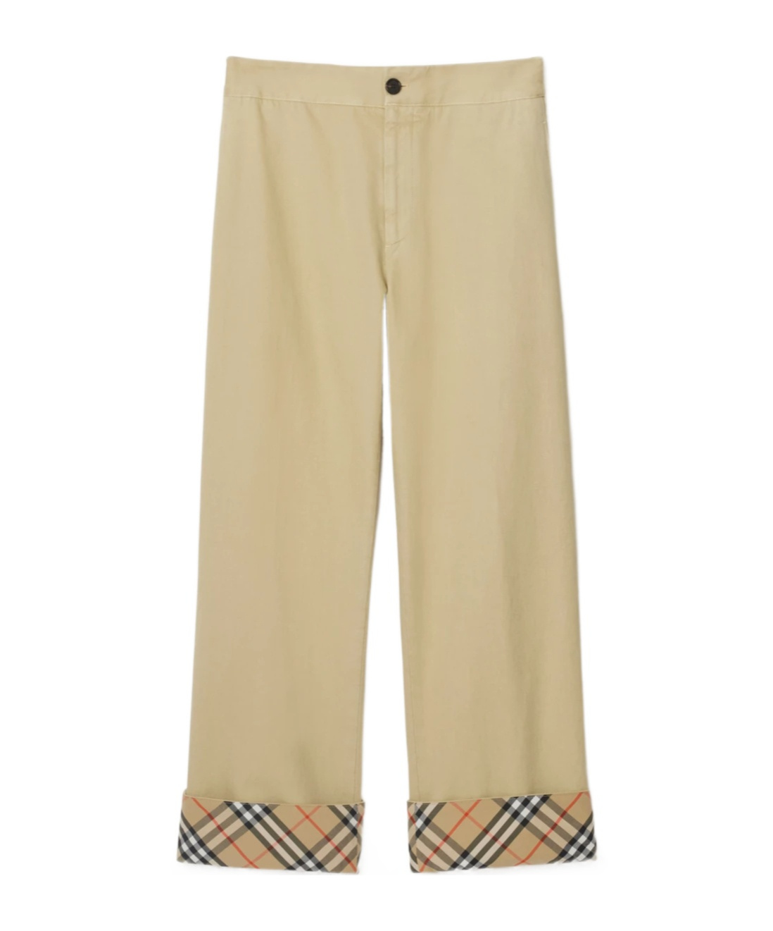 Burberry Classic Straight-leg Pants With Distinctive Check Cuffs In Green