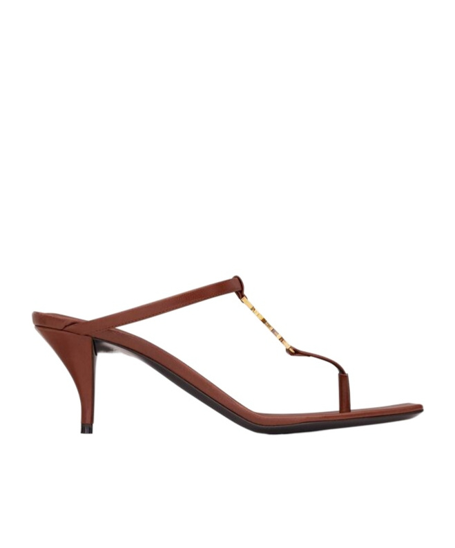 Saint Laurent Cassandra 60 Leather Sandals In Brown