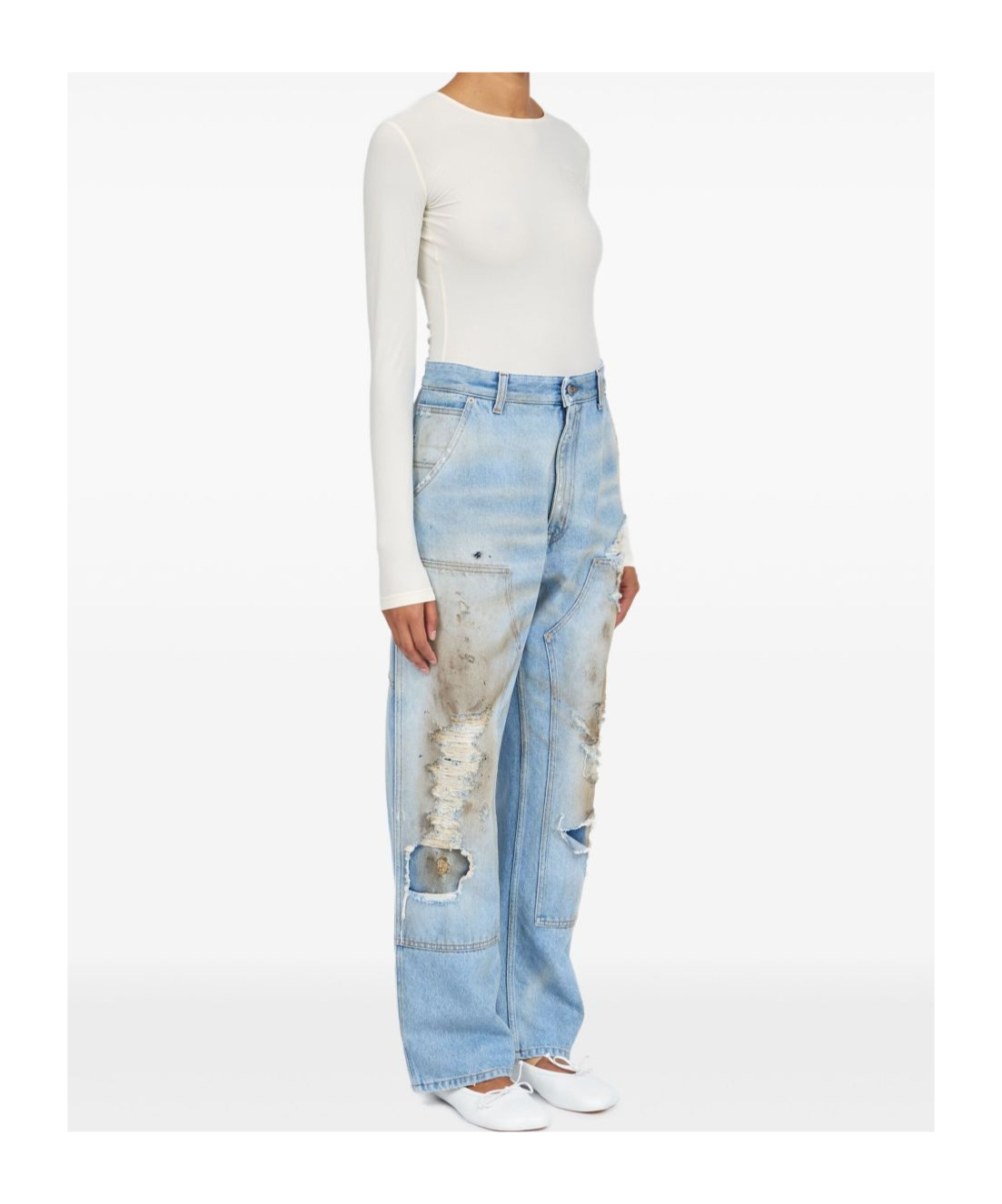 Mm6 Maison Margiela Used Denim Jeans In Blue