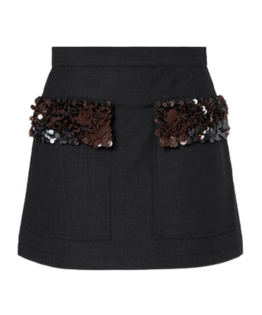 PLAN C SEQUINED WOOL-BLEND MINISKIRT