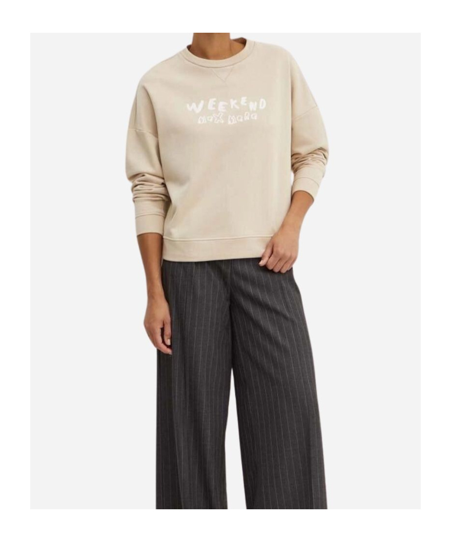 Weekend Max Mara Logo Printed Crewneck Danubio Sweatshirt In Nude