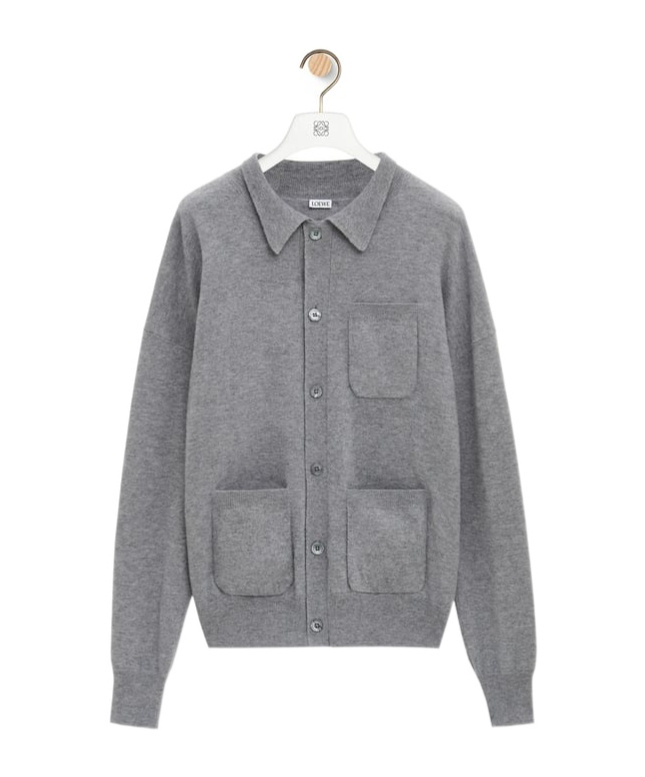 Loewe Wool Cardigan In Gray