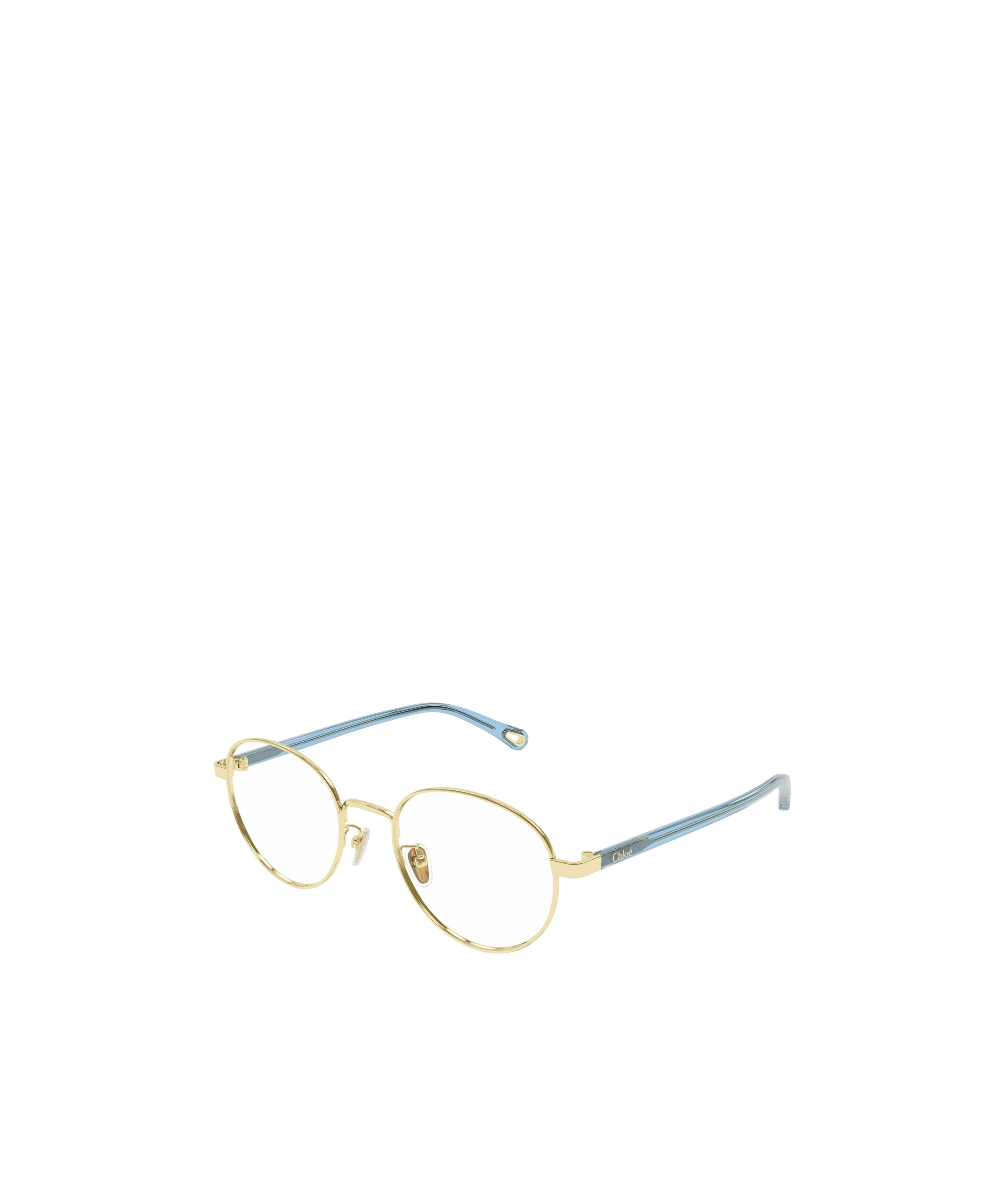 Chloé Logo-engraved Round-frame Glasses In Blue