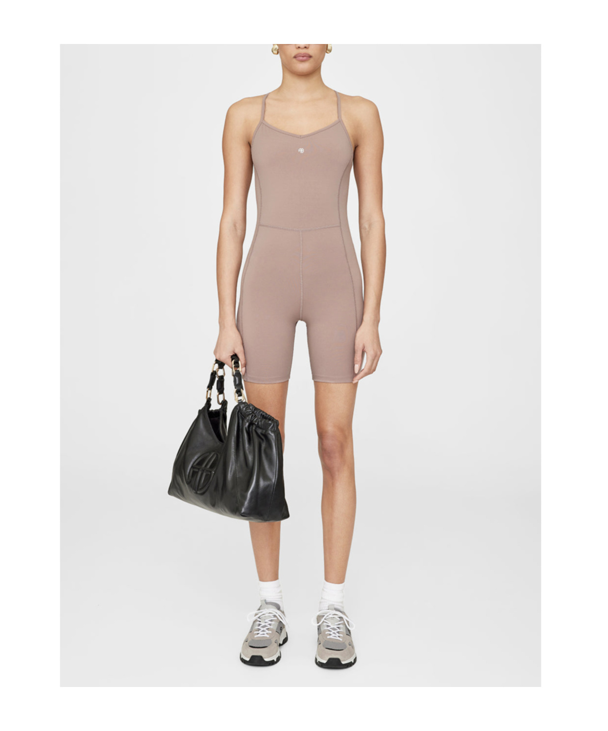Anine Bing Val One Piece Short Leotard In Nude