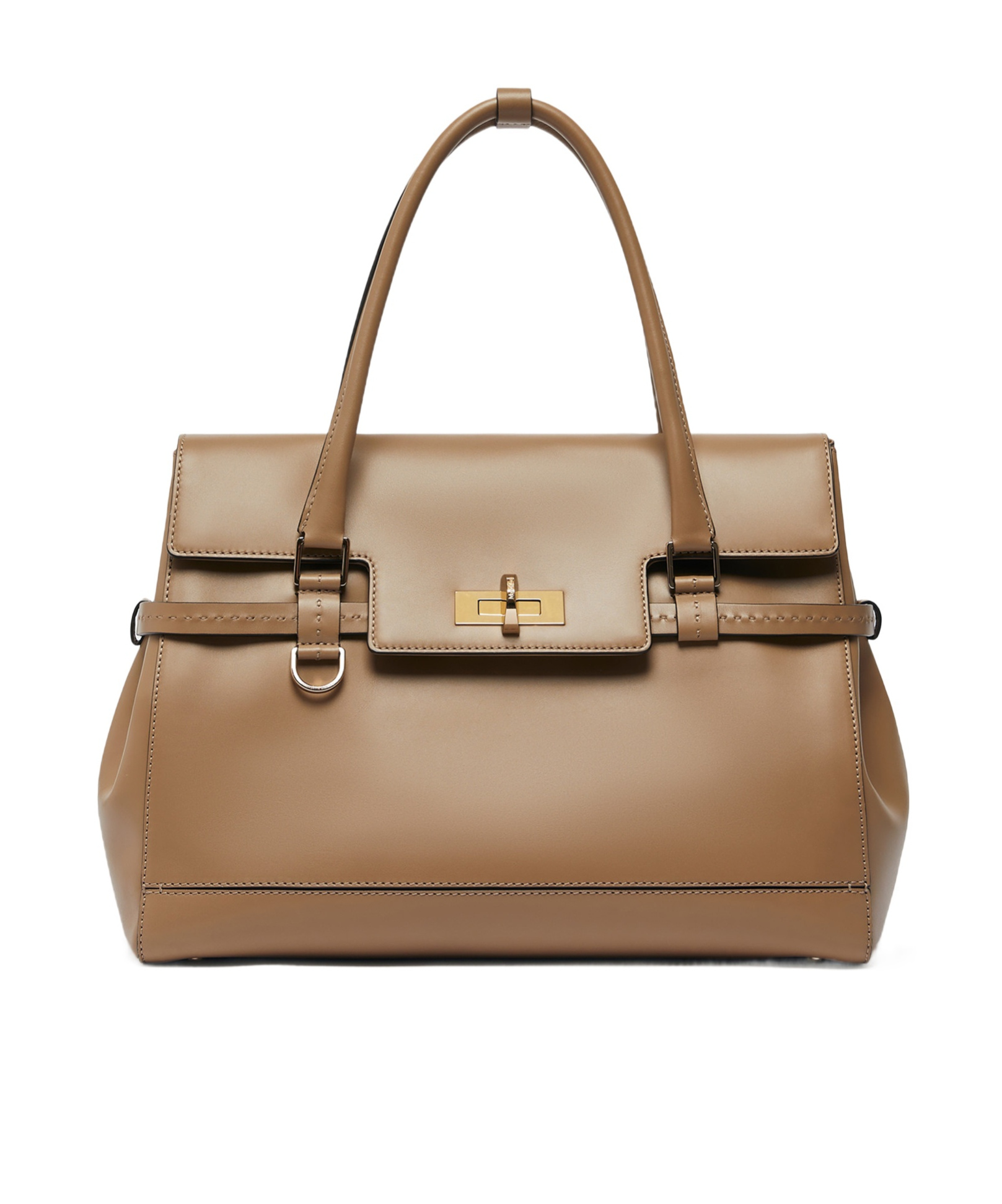 Max Mara Twist-lock Fastening Leather Tote Bag In Brown