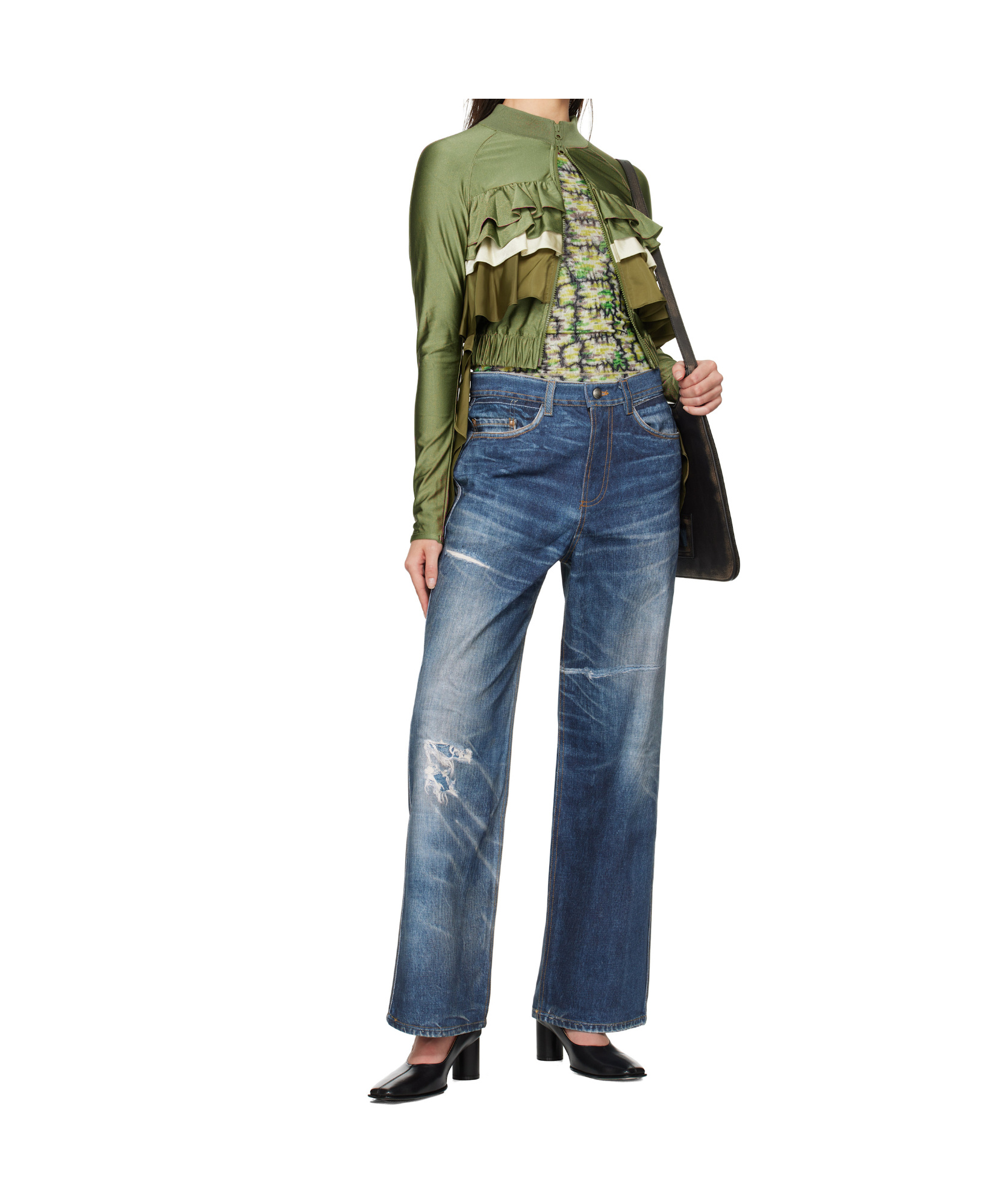 Andersson Bell Unisex Trompe L'oeil Printed Denim Pants In Blue