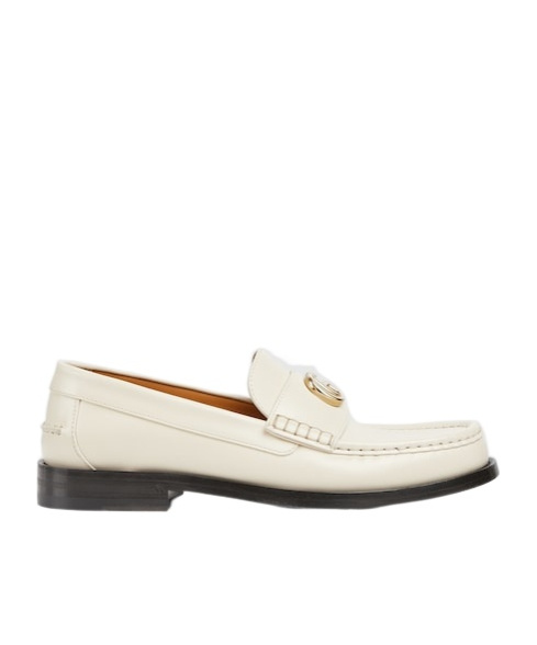 Gucci Double G Leather Loafers In White