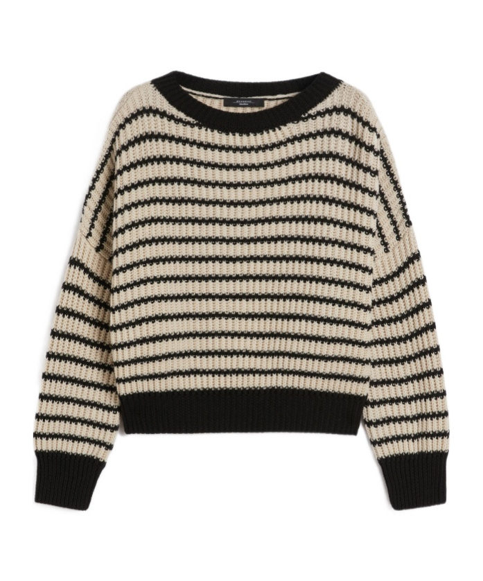 Weekend Max Mara Omens Beige Ezor Striped Wool Jumper In Brown