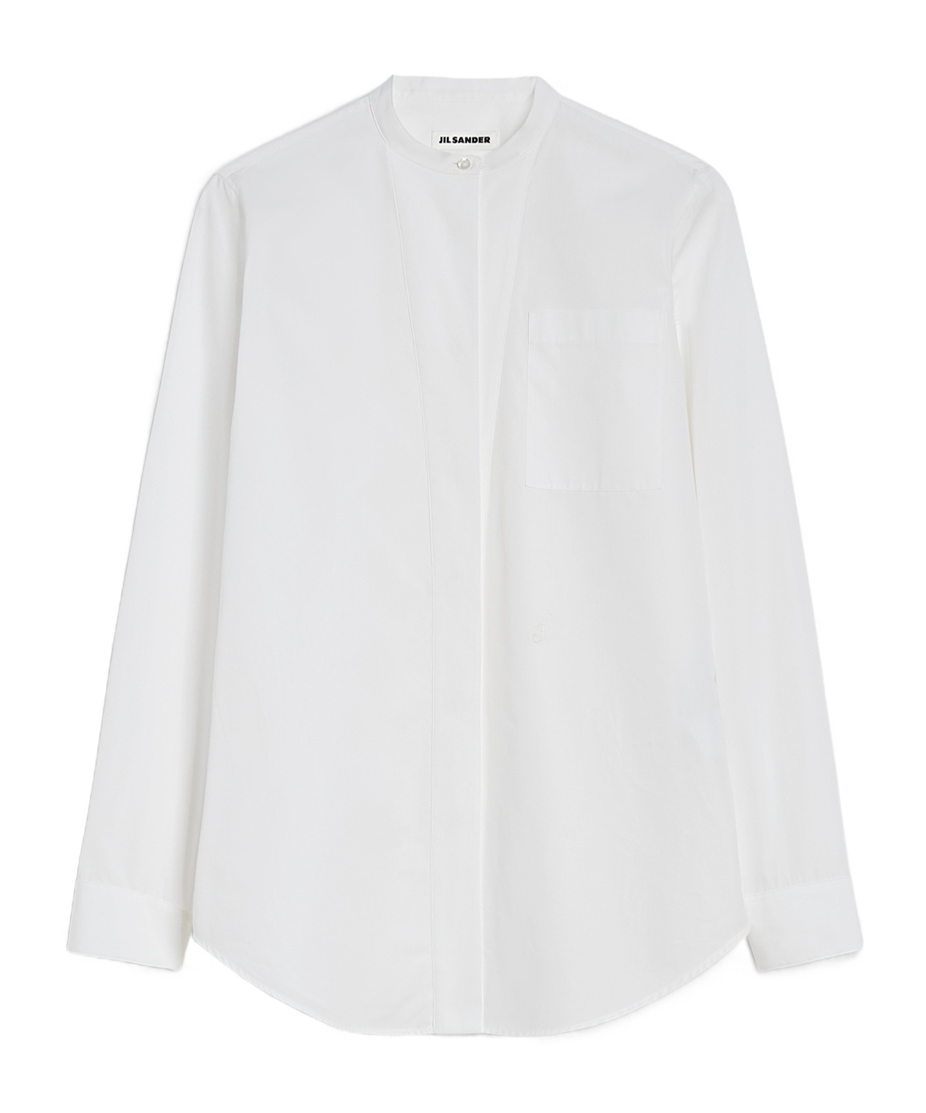 Jil Sander Long-sleeved Poplin Stand-collar Shirt In White