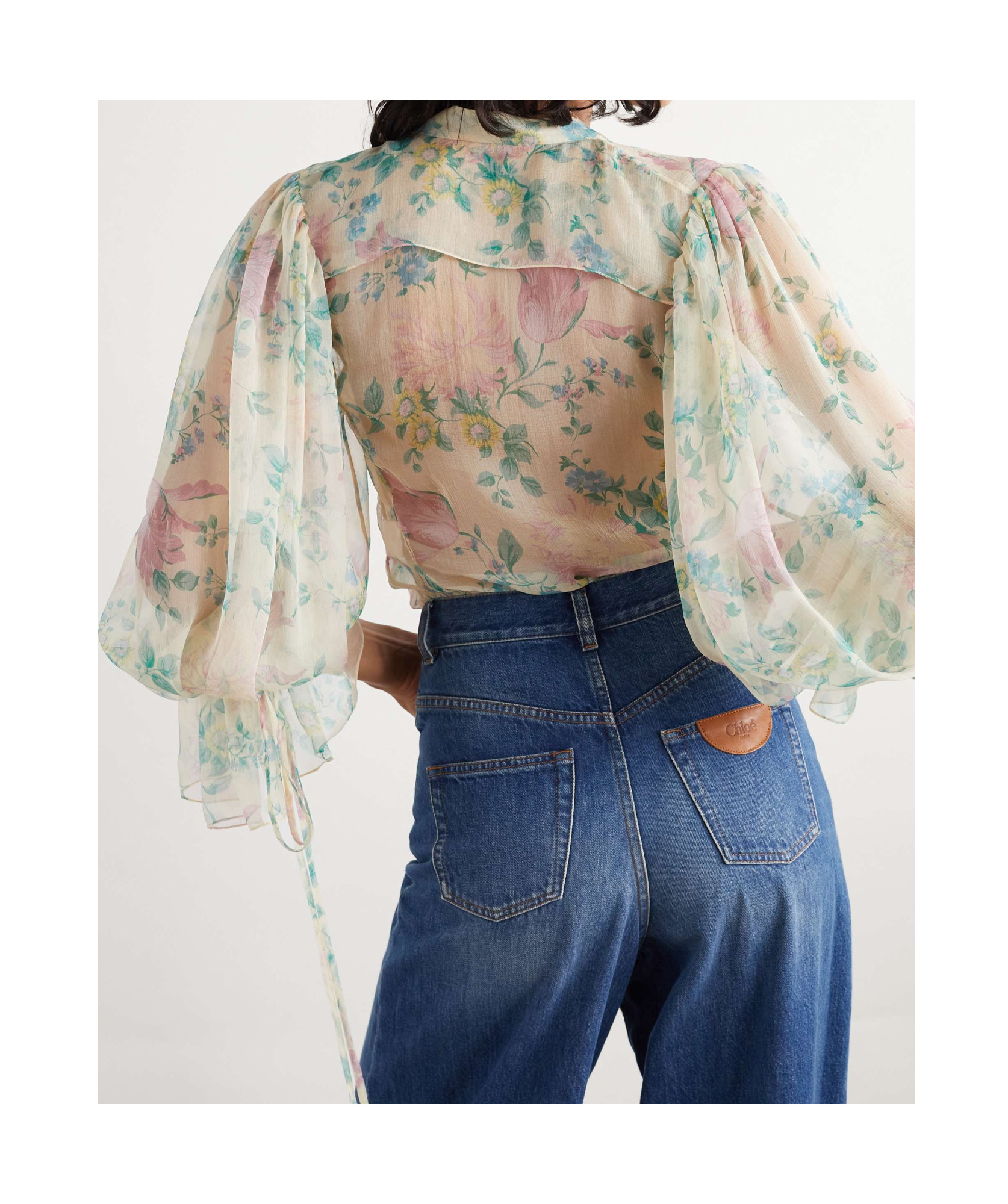 Shop Chloé Printed Blouse In Nude