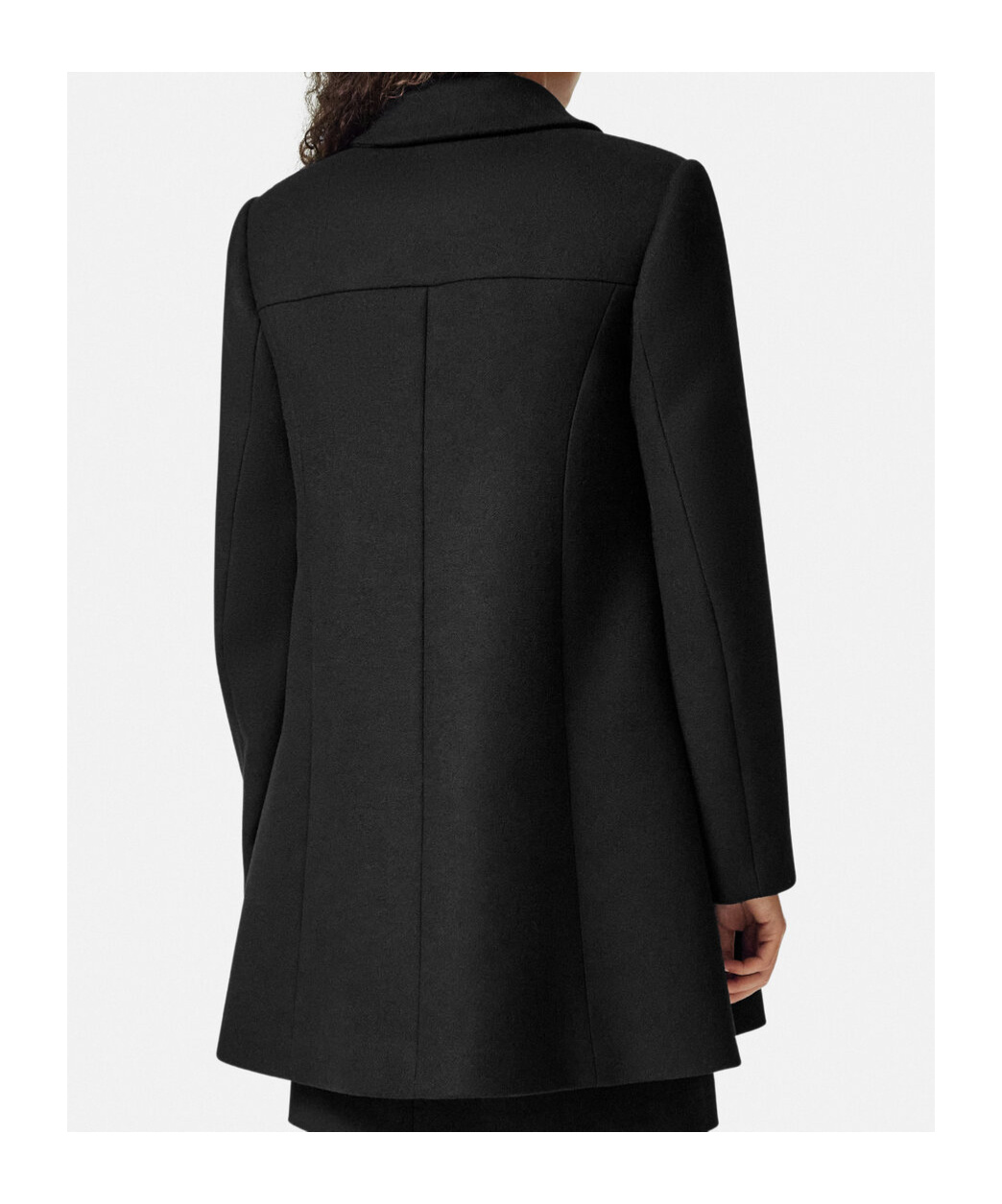 Versace A-line Felted-wool Coat In Black