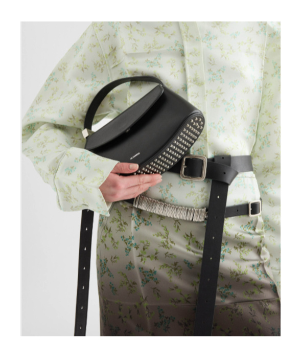 Jil Sander Small Eldorado Leather Shoulder Bag In Black