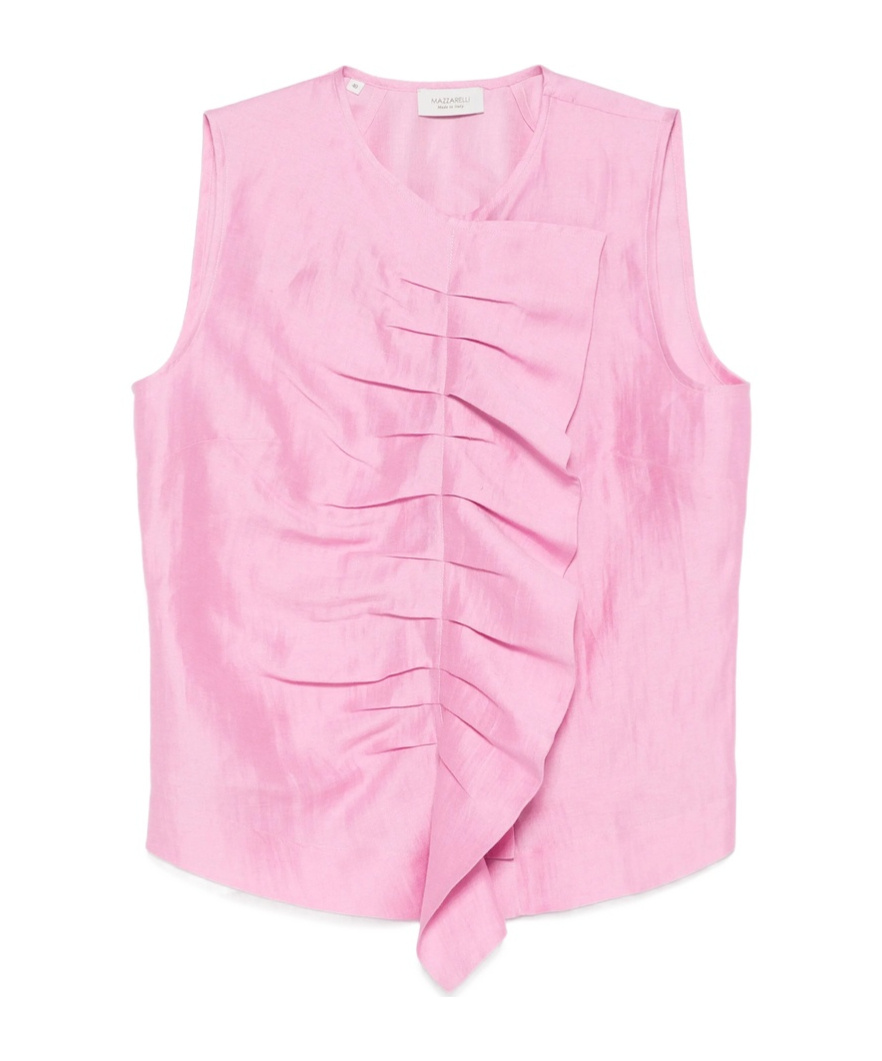 Mazzarelli Pleated Vest In Rose Pink