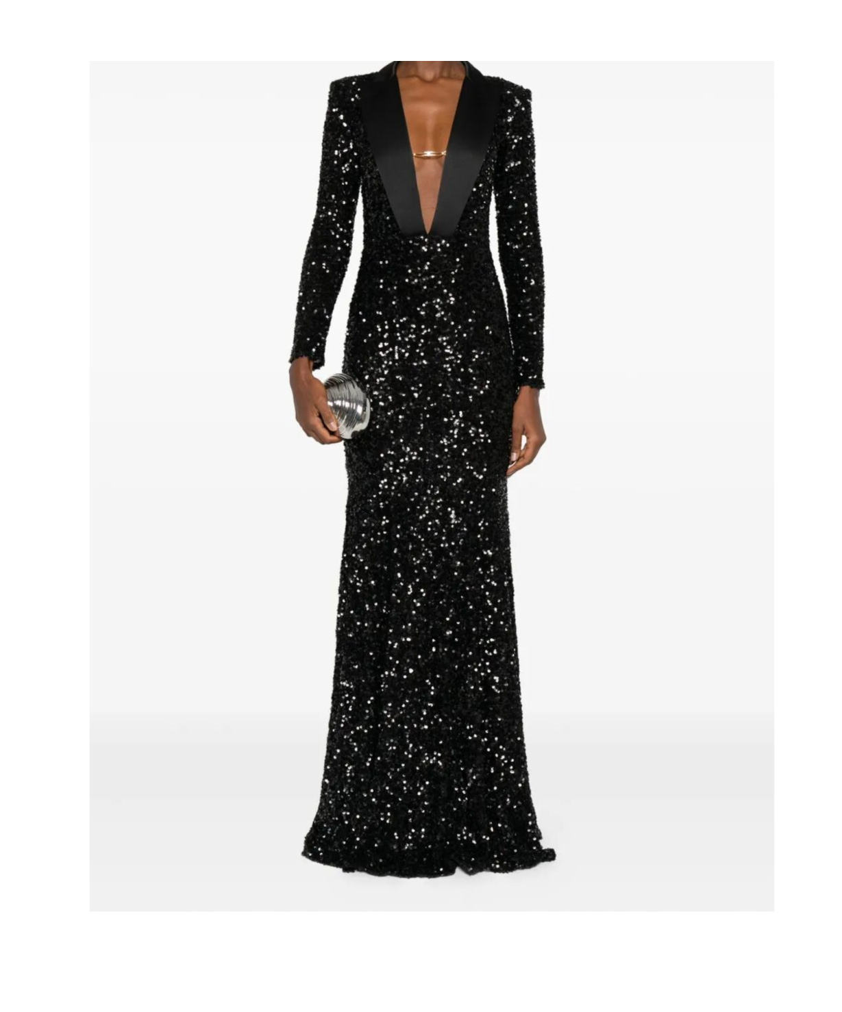 Elisabetta Franchi Red Carpet Dress In Full Sequins Clothing In Black