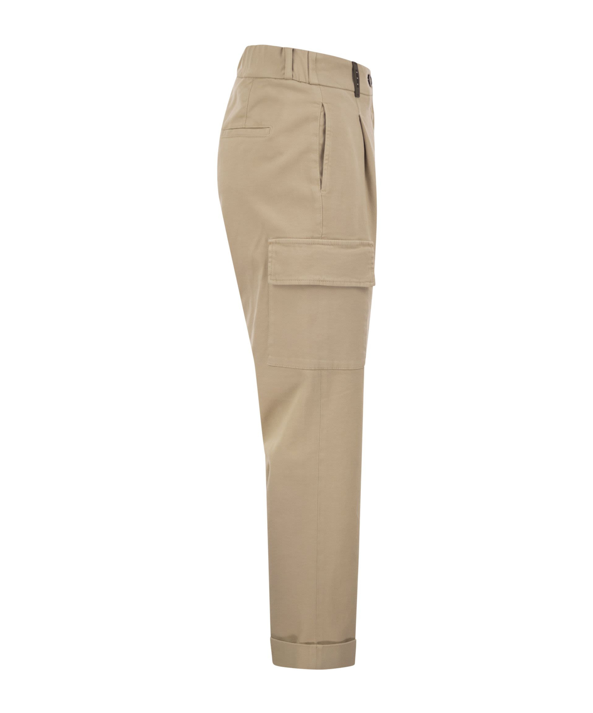 Shop Peserico Cargo Carrot Trousers In Cotton Gabardine In Nude