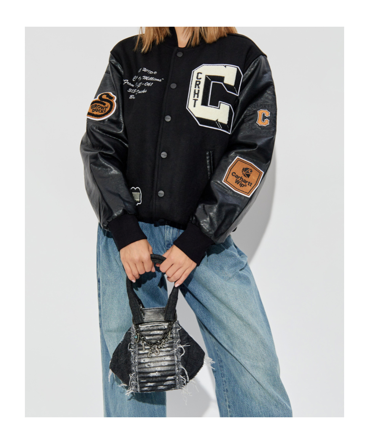Carhartt Brown Ducks Bomber Jacket In Black