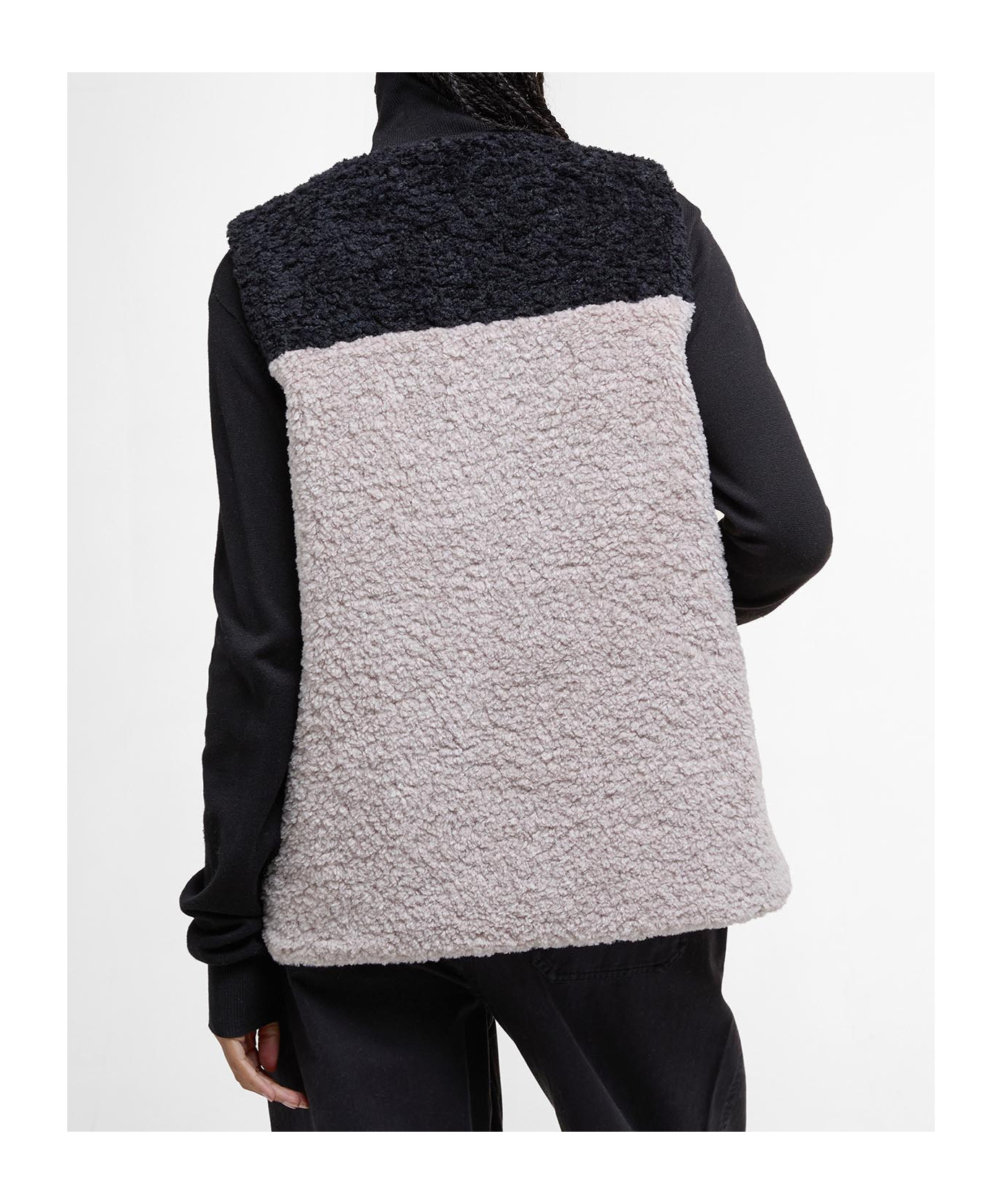 Barbour Patchwork Teddy Gilet In Brown