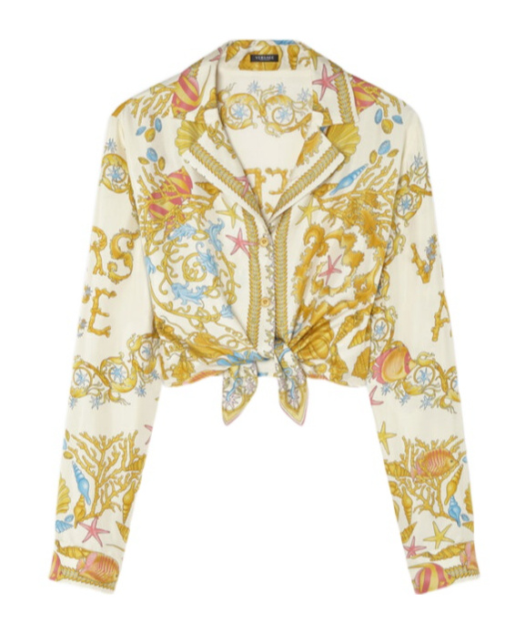 Versace Underwater Barocco Tie-front Shirt