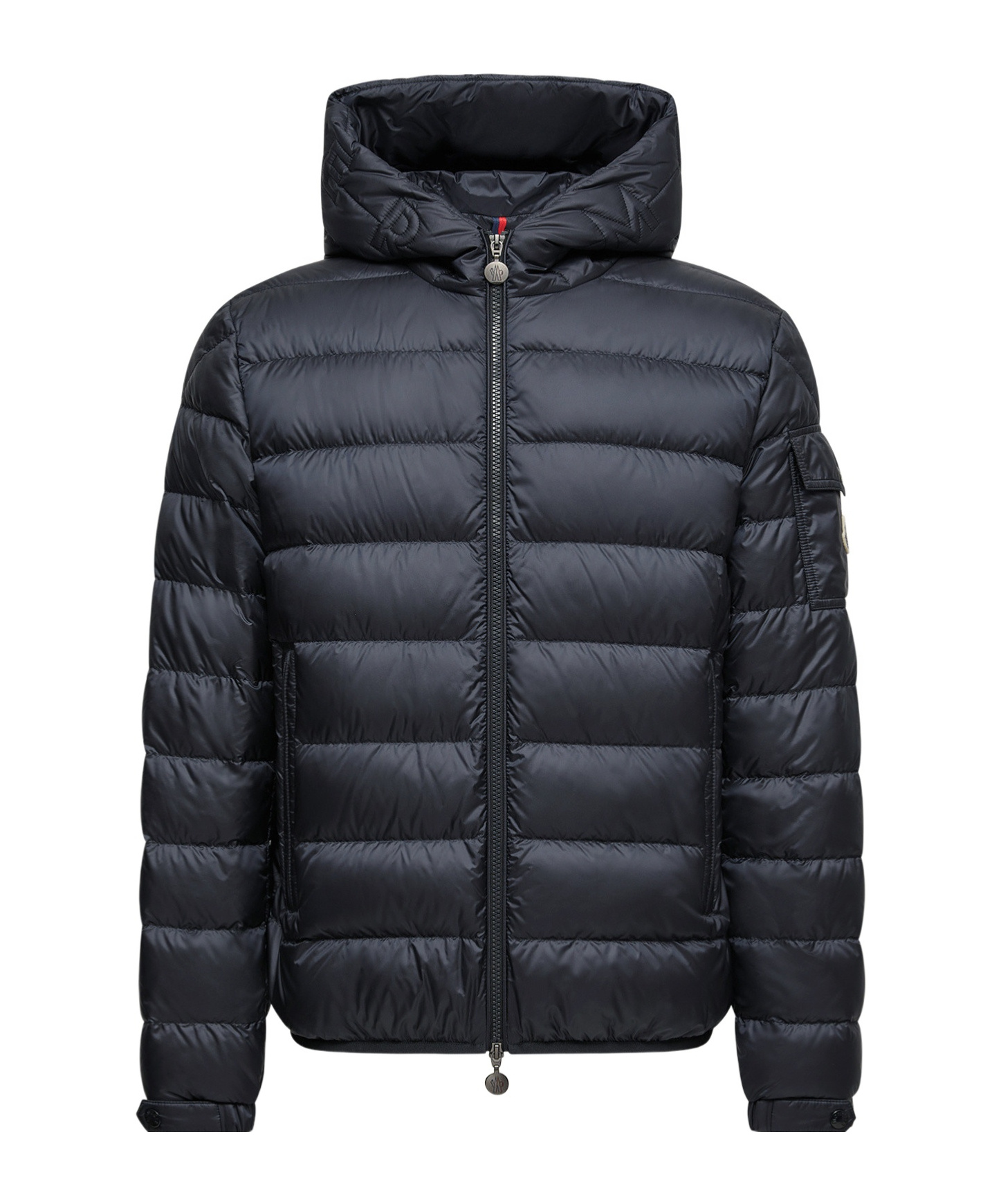 Moncler Hooded Down Jacket Featuring Elastic Cuffs In Black