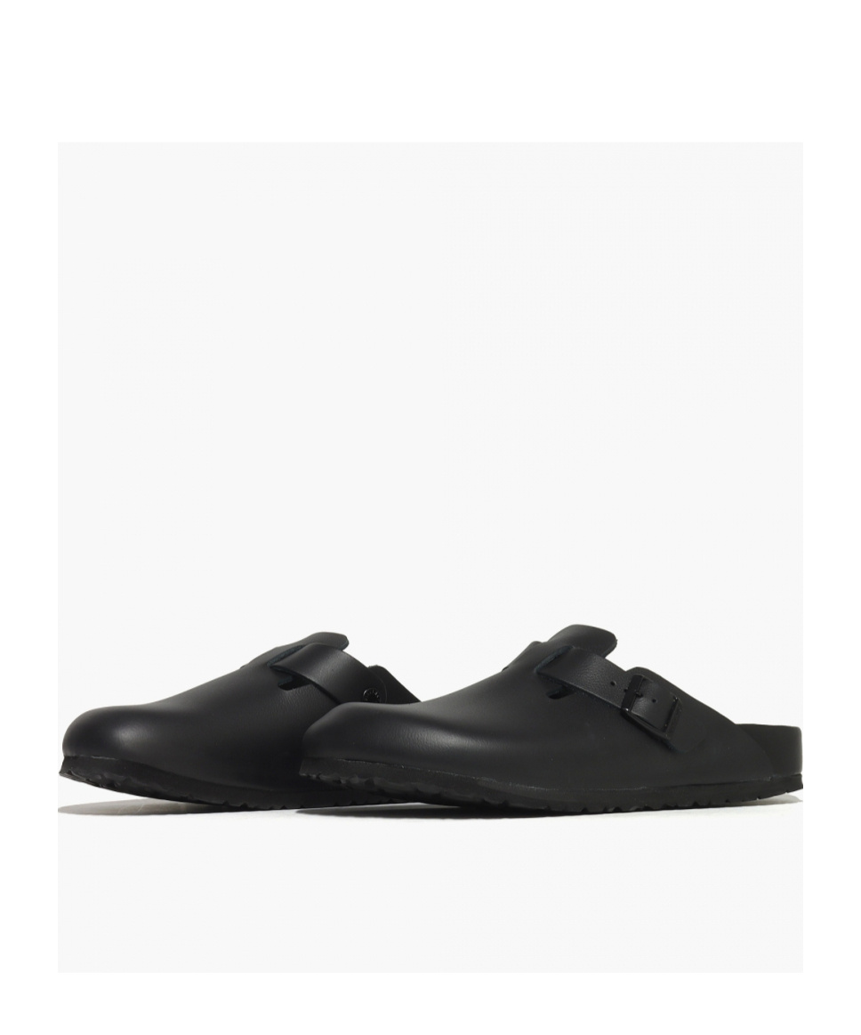 Birkenstock Boston Leather Buckled Clogs In Black