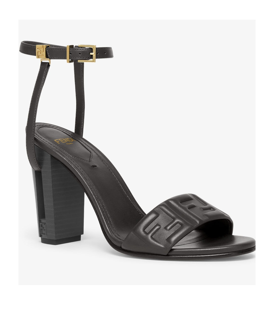 Fendi Leather Open Toe Block Heel Sandals In Black