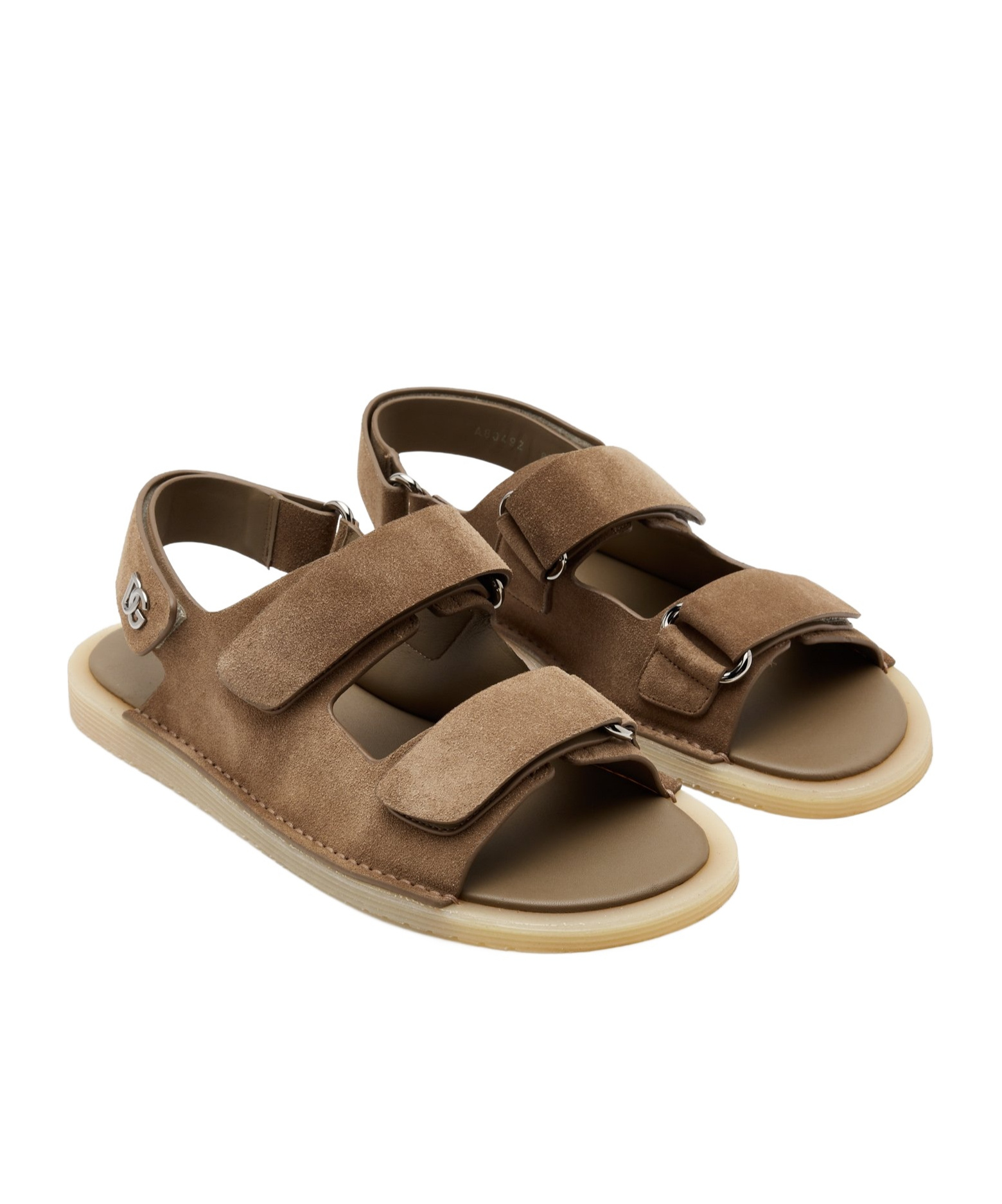 Dolce & Gabbana Touch Strap Leather Sneaker For Men In Brown