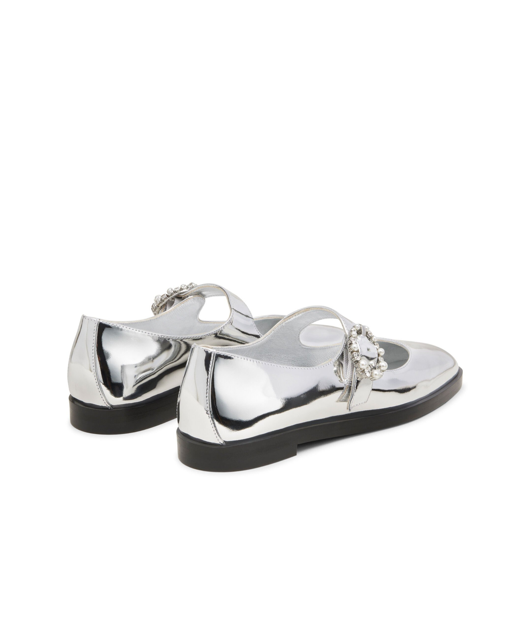 Stuart Weitzman Lorelei Crystal Mary Jane Flats In White