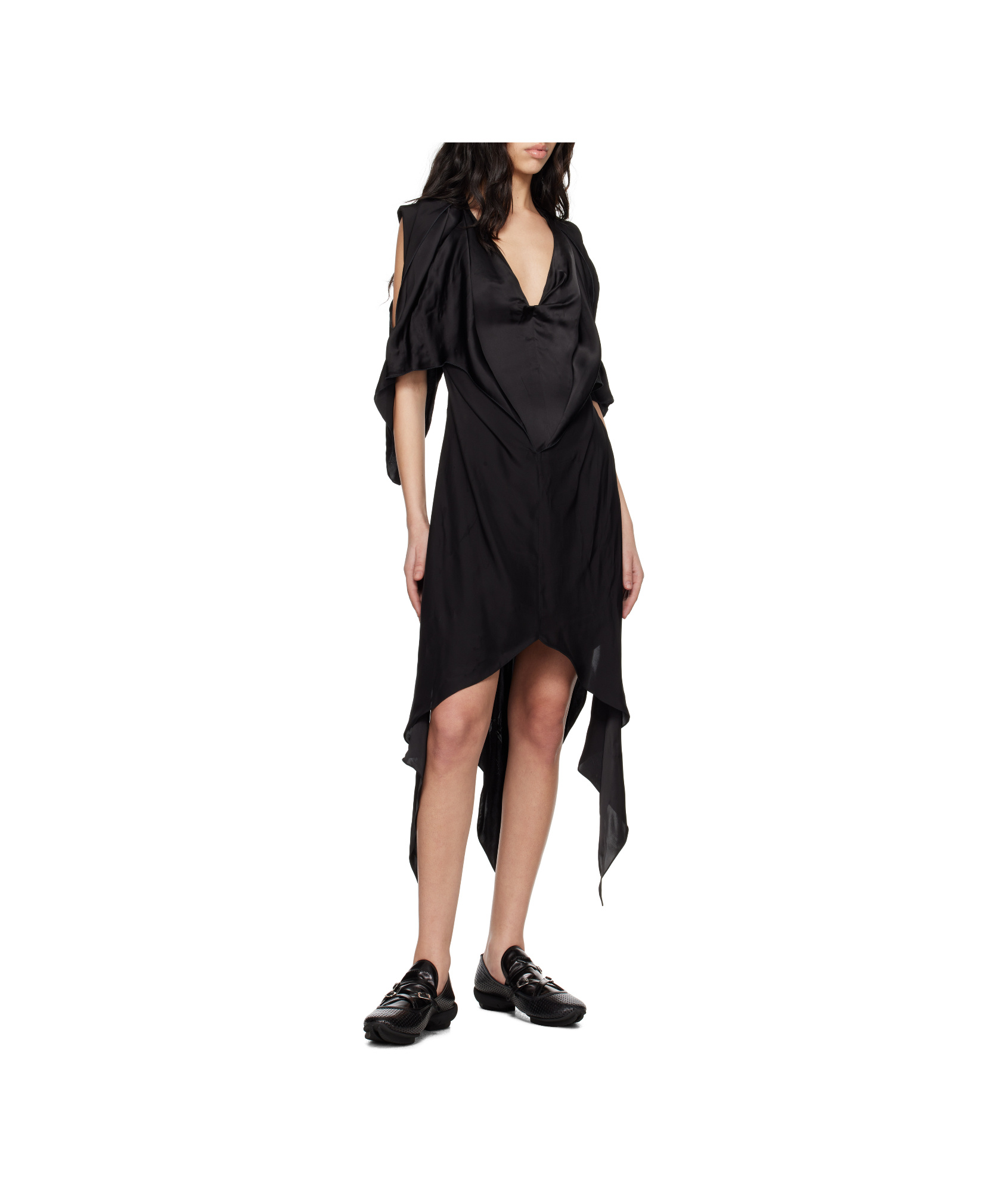 Kiko Kostadinov Black Fornax Draped Midi Dress In Black