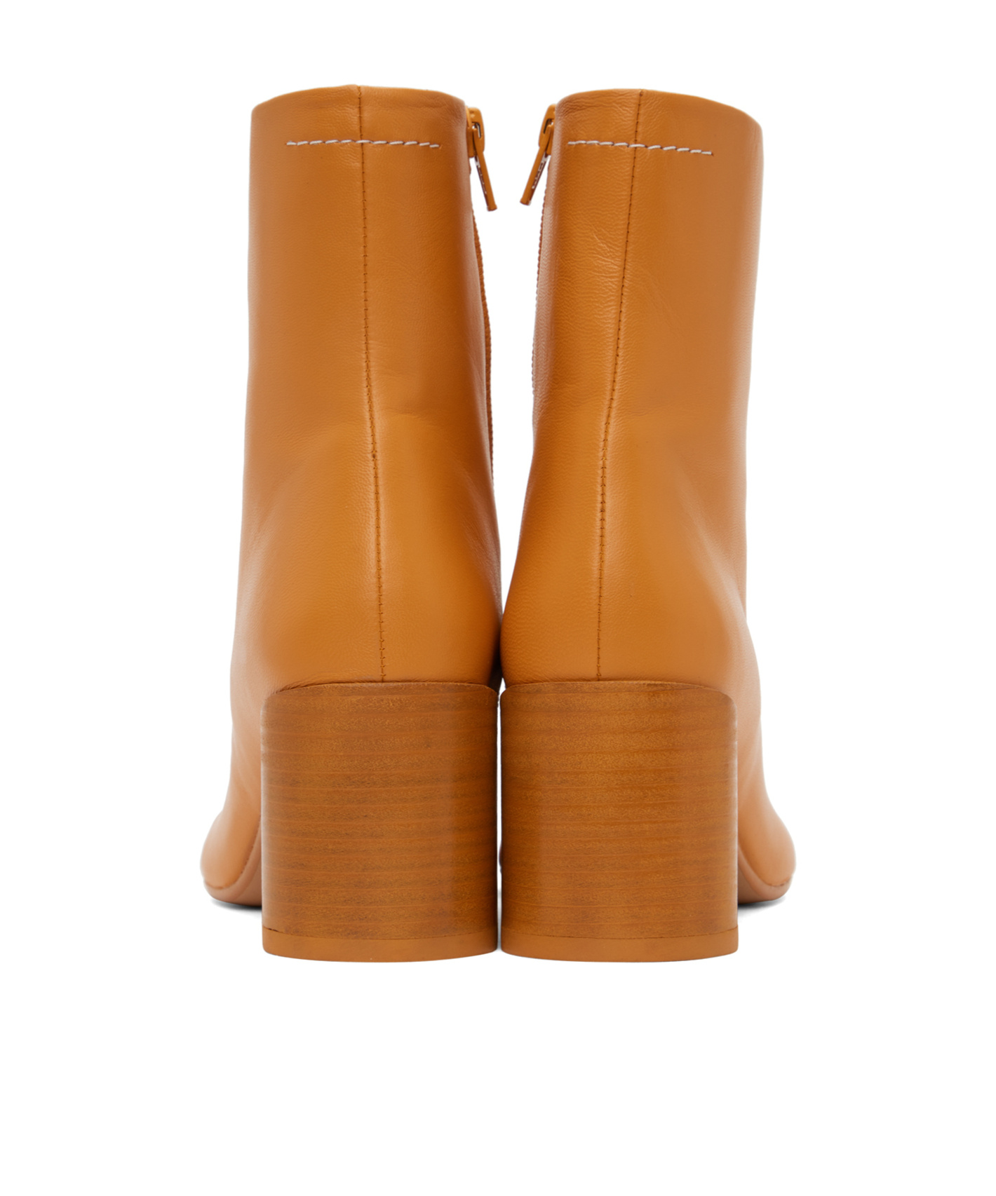 Mm6 Maison Margiela Anatomic Leather Zip Booties In Orange