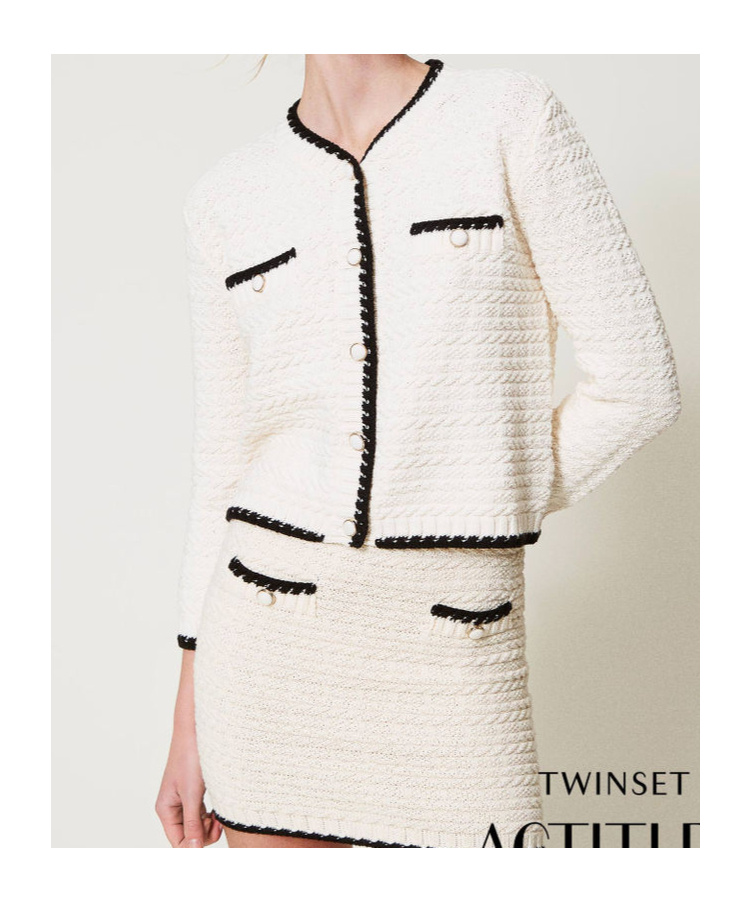 Twinset Jacquard Effect Jacket In White
