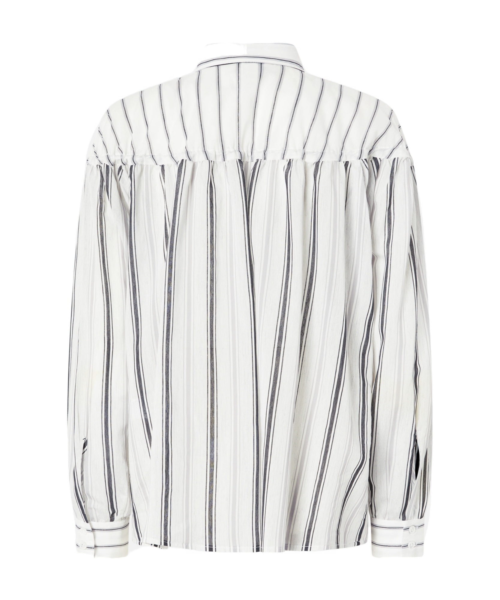 Pinko Striped Long Sleeve Top With Pleated Detail In White