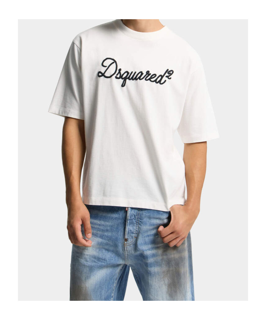 Dsquared2 Embroidered Loose Fit T-shirt In White