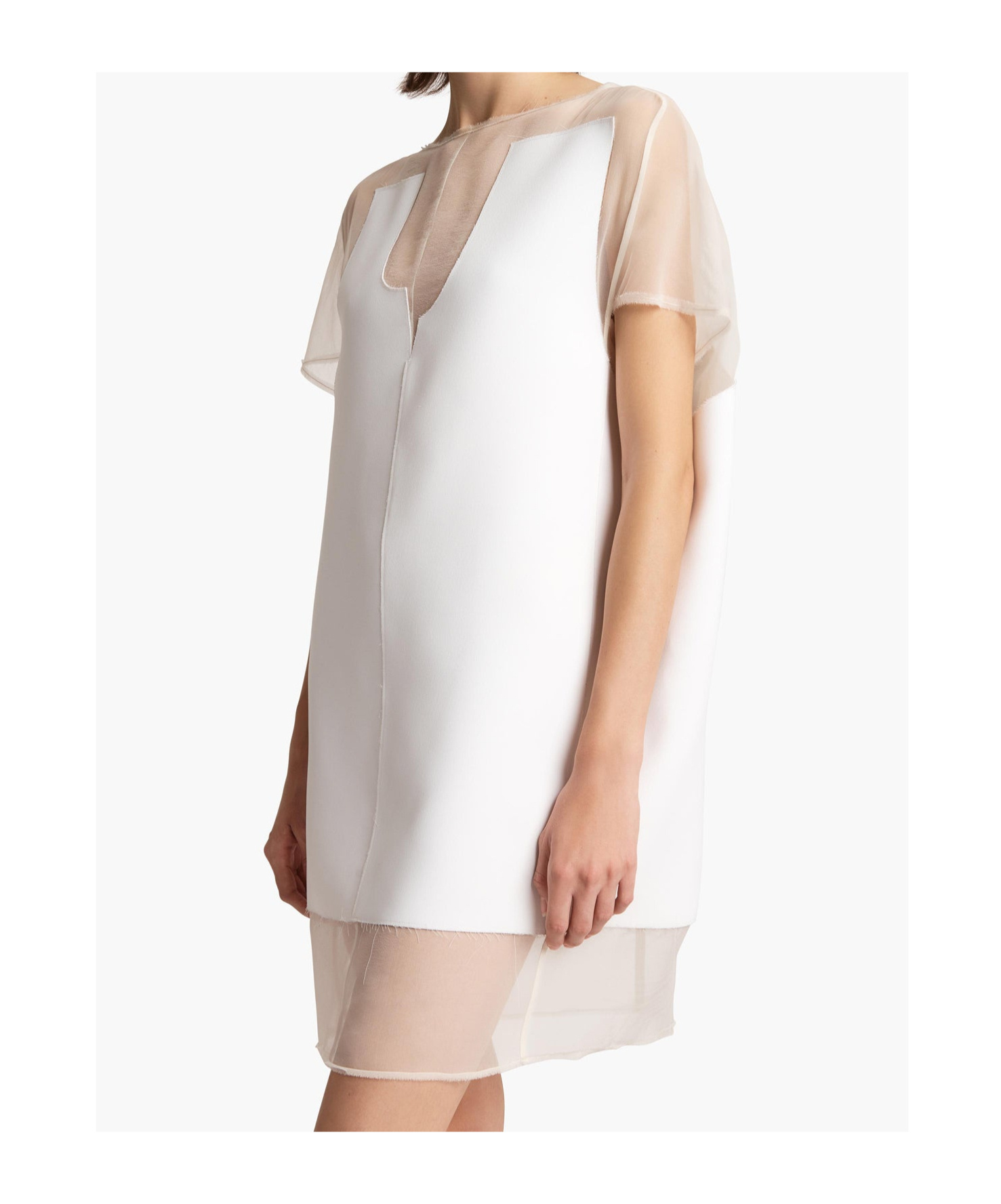 Khaite Winona Paneled Crepe Mini Dress In White