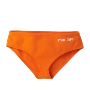 Miu Miu Logo Bikini Bottoms In Orange