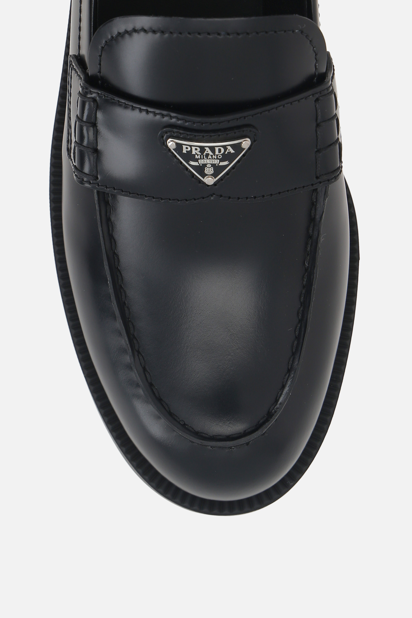 Prada Logo-plaque Leather Loafers In Black