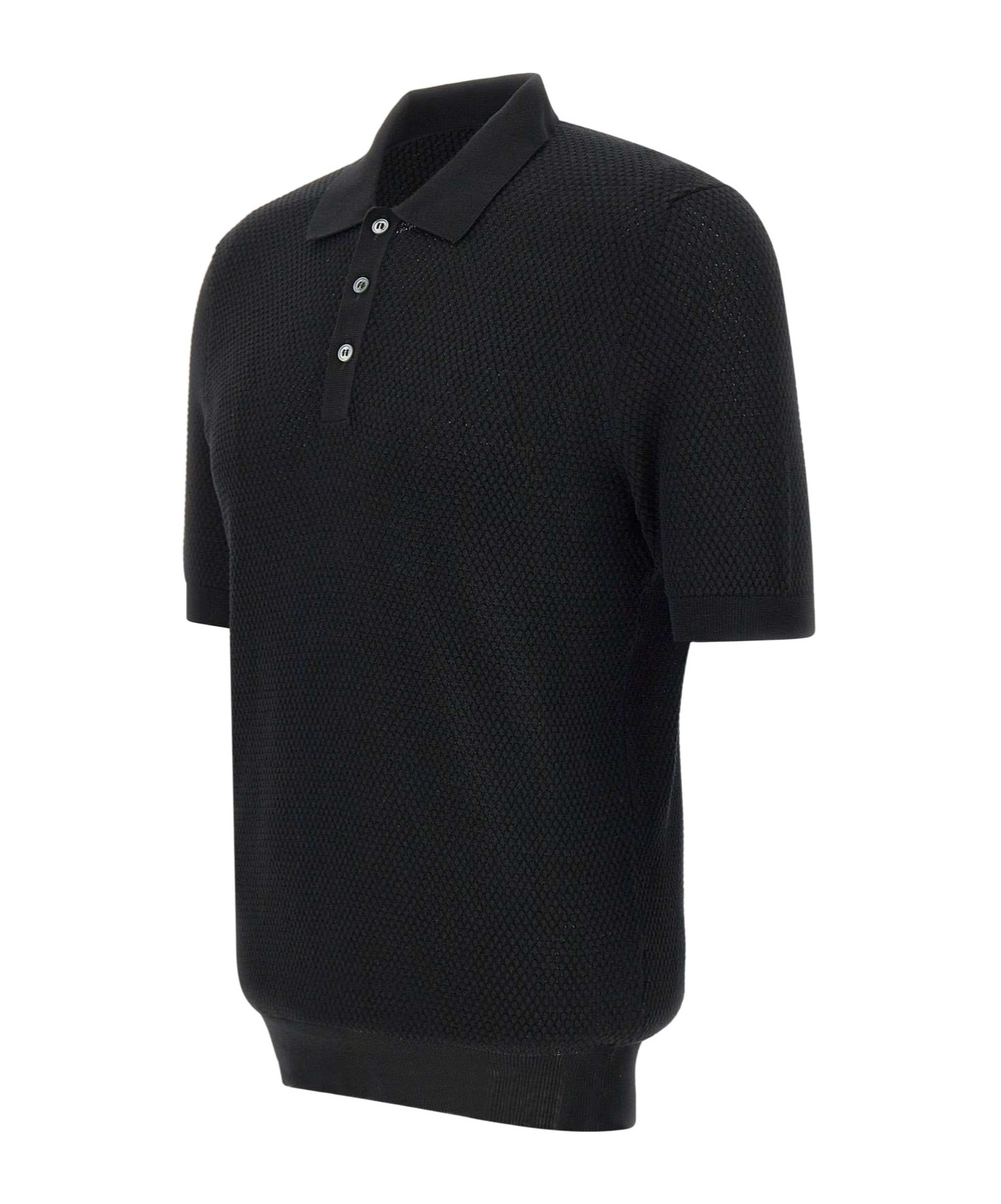Gran Sasso Textured-knit Short-sleeve Polo Shirt
