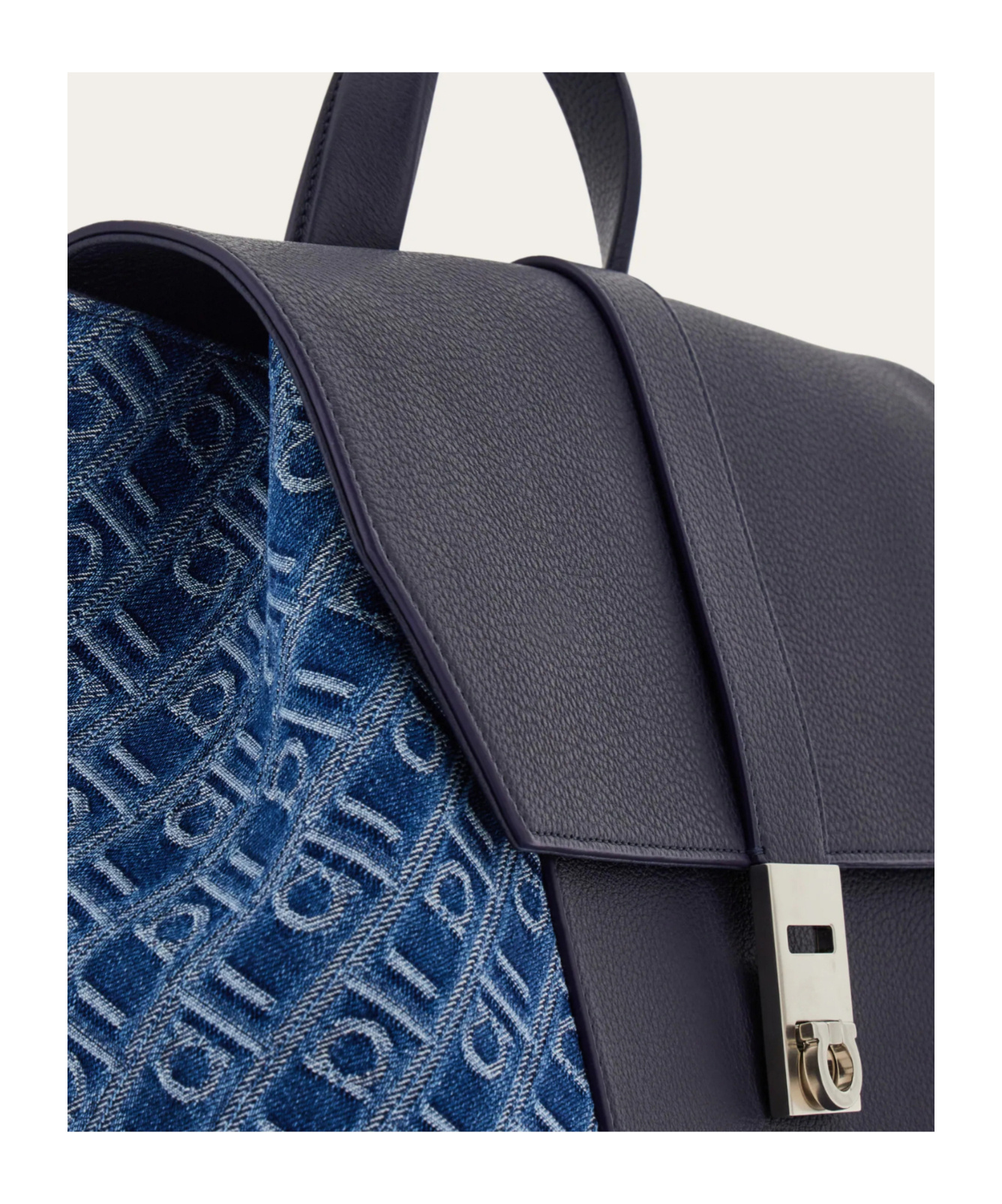 Ferragamo Monogram Backpack With Gancini Buckle In Blue