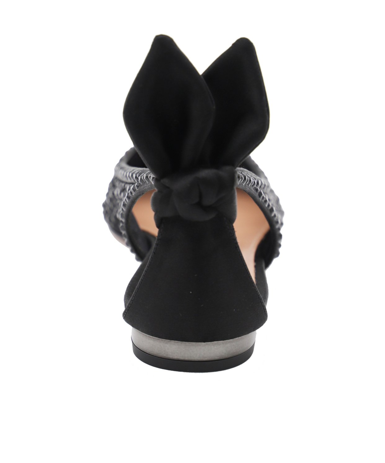 Aquazzura 10mm Bow Tie Crystal & Tulle Flats In Black