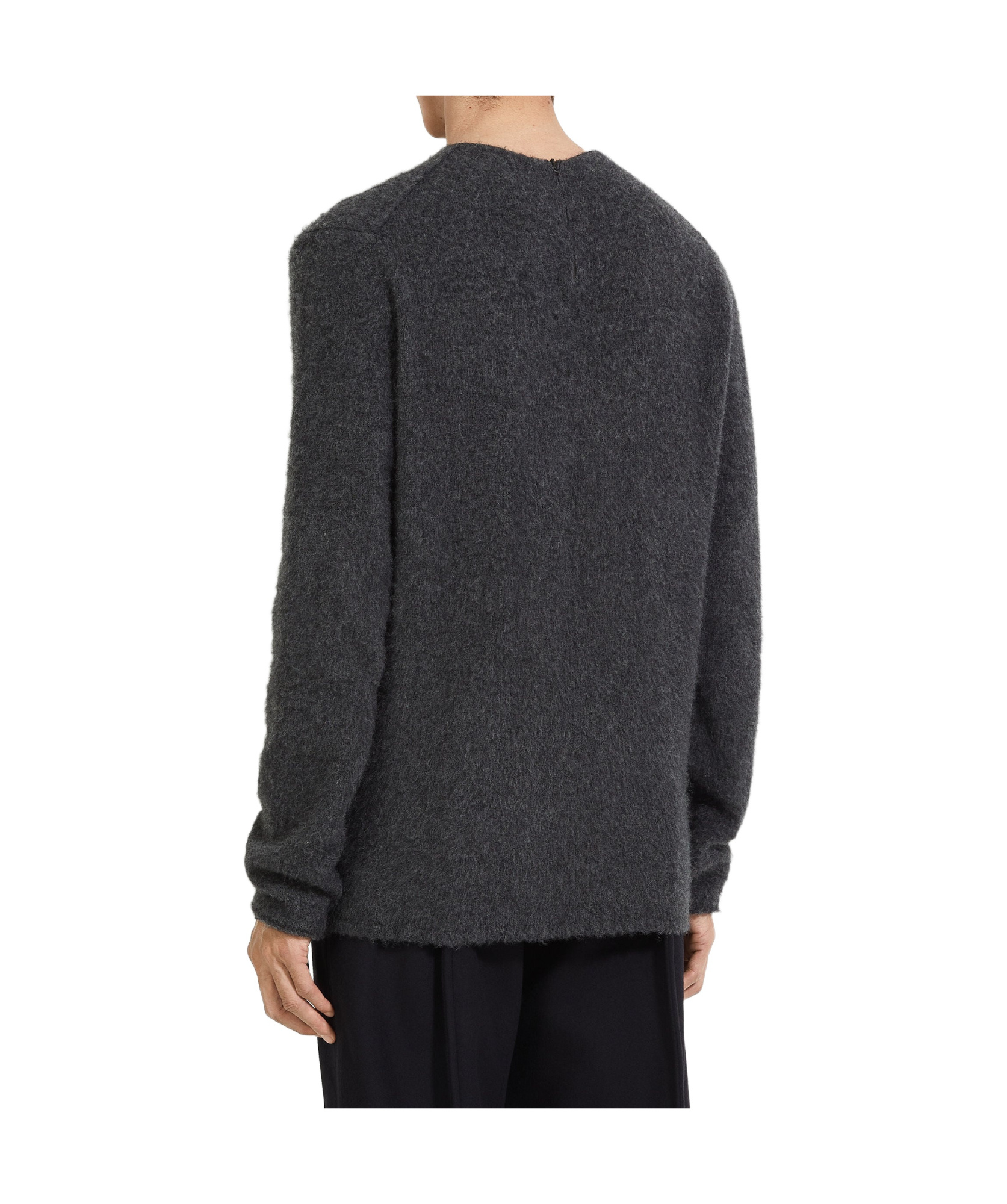 Zegna Dark Grey Mélange Oasi Cashmere Crewneck In Black