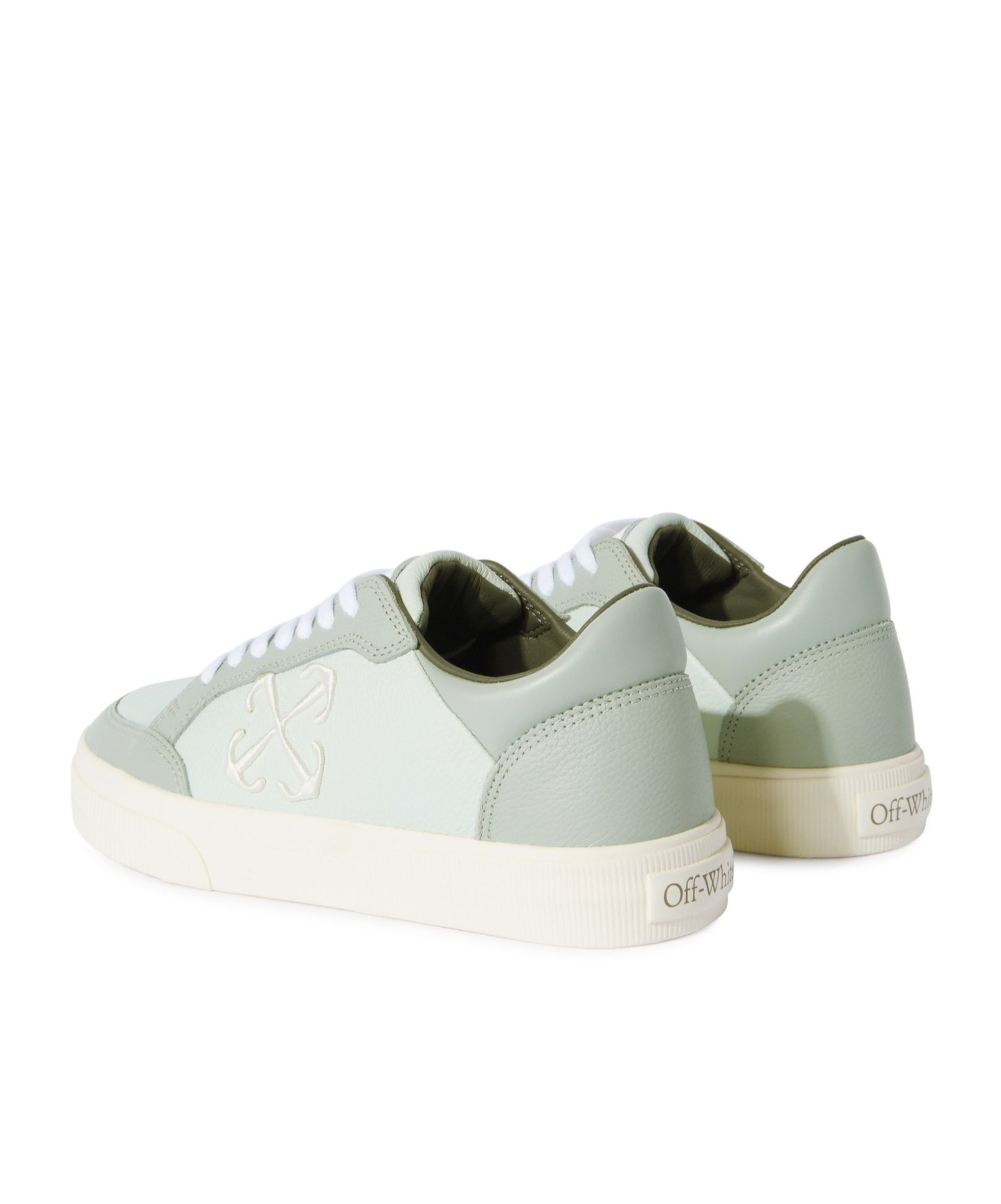Off-white Green New Low Vulcanized Calf Leather Sneakers In White
